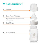 Evenflo Feeding Premium Proflo Venting Balance Plus Wide Neck Baby, Newborn and Infant Bottles - Helps Reduce Colic - 9 Ounce (Pack of 6)