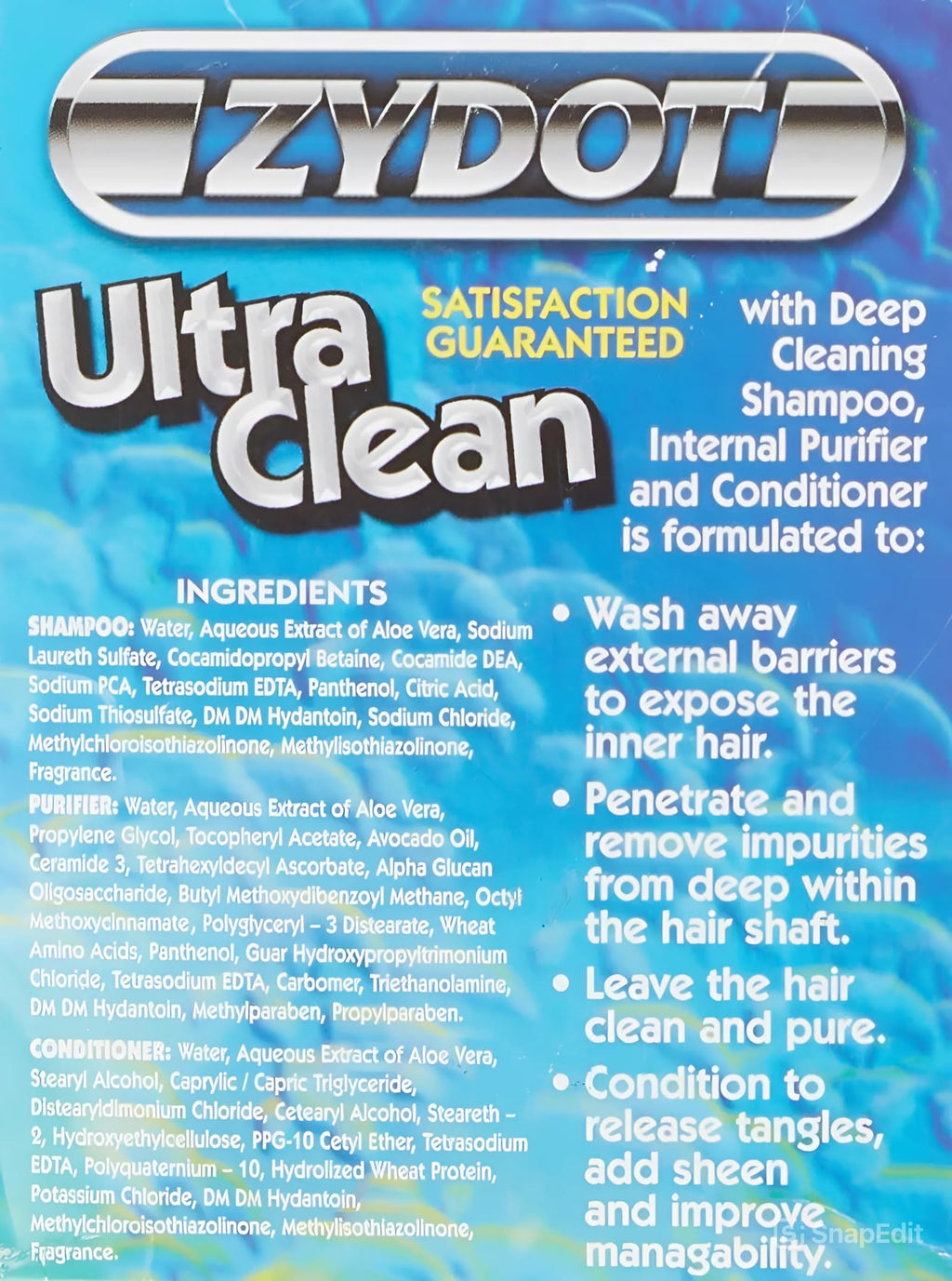 Zydot Ultra Clean Hair Detox Shampoo & Conditioner Kit, Removes Medications, Chemical Buildup & Impurities, Deep Cleansing Shampoo with Purifier & Conditioner for Hair Shaft Detox