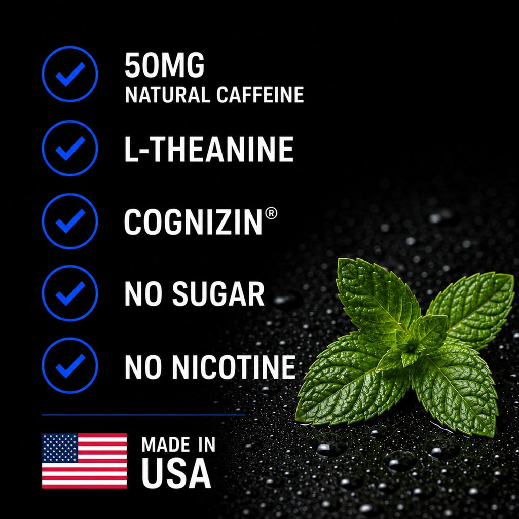 Kaffy Nootropic Caffeine Pouches with Cognizin & L-Theanine, 50mg Natural Caffeine Per Pouch, Nicotine-Free Energy & Focus Pouches, Coffee Alternative for Work, Travel & Daily Use, 75 Count Cool Mint