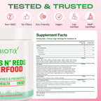 GOBIOTIX Super Greens Powder with Organic Spirulina - Superfood Supplement with Fruit Blend, Probiotics and Enzymes for Digestive Health - Vegan, Non-GMO - 30 Servings (Pomegranate Raspberry - 3 Pack)