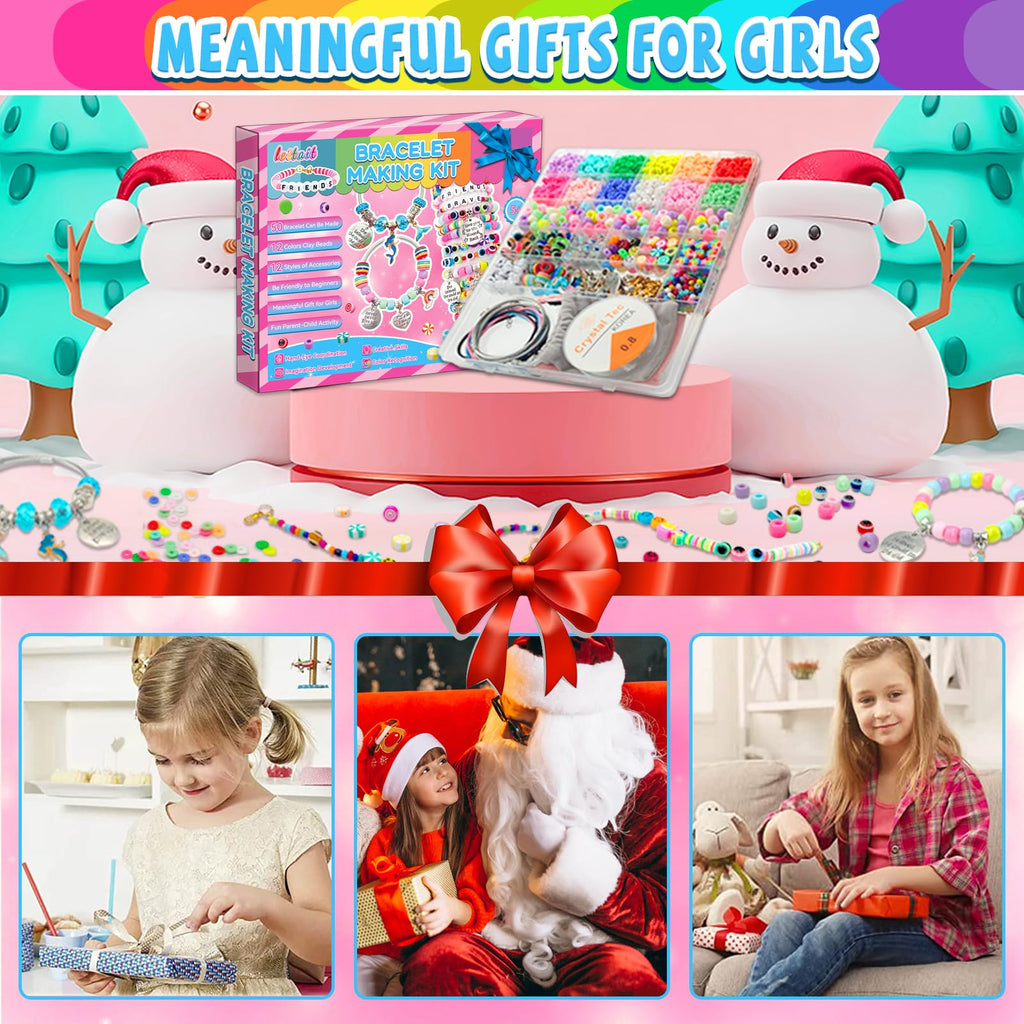 leitait Girls Toys Bracelet Making Kit -3400pcs Charm Jewelry Making Kit Supplies,Unicorn/Mermaid Crafts Birthday Christmas Gifts for Girls Ages 5 6 7 8 9 10 11 12 Years Old