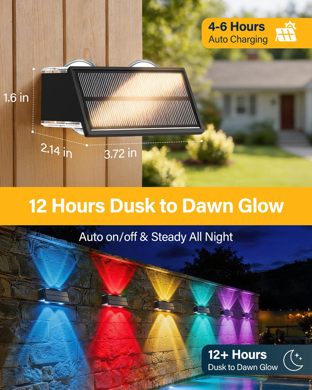 Toeuie Solar Fence Lights Outdoor, 10 Pack Fence Solar Lights Waterproof