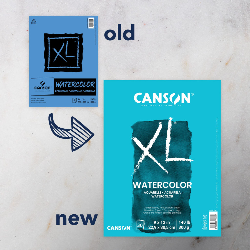 Canson XL Series Watercolor Pad, Heavyweight White Paper, Foldover Binding, 30 Sheets, 9x12 inch