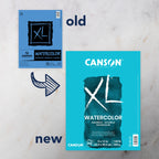Canson XL Series Watercolor Pad, Heavyweight White Paper, Foldover Binding, 30 Sheets, 9x12 inch
