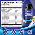 Magnesium Complex for Women Men 1350mg 15 in 1 Pure Magnesium Supplement with Magnesium Glycinate Citrate Malate Taurate Oxide Magnesio, for Muscle, Heart, Relaxation & Nerve Support, Vegan 60 Days
