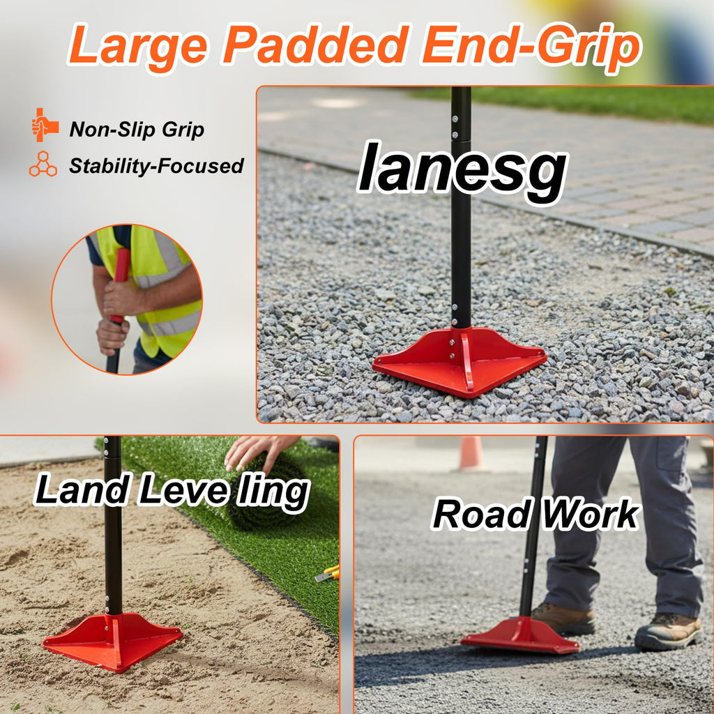 8" x 8" Steel Tamper Tool with 48" Handle, Heavy Duty Hand Compactor for Soil, Gravel, Dirt, Asphalt, Pavers, Driveway Repair, Lawn & Landscaping