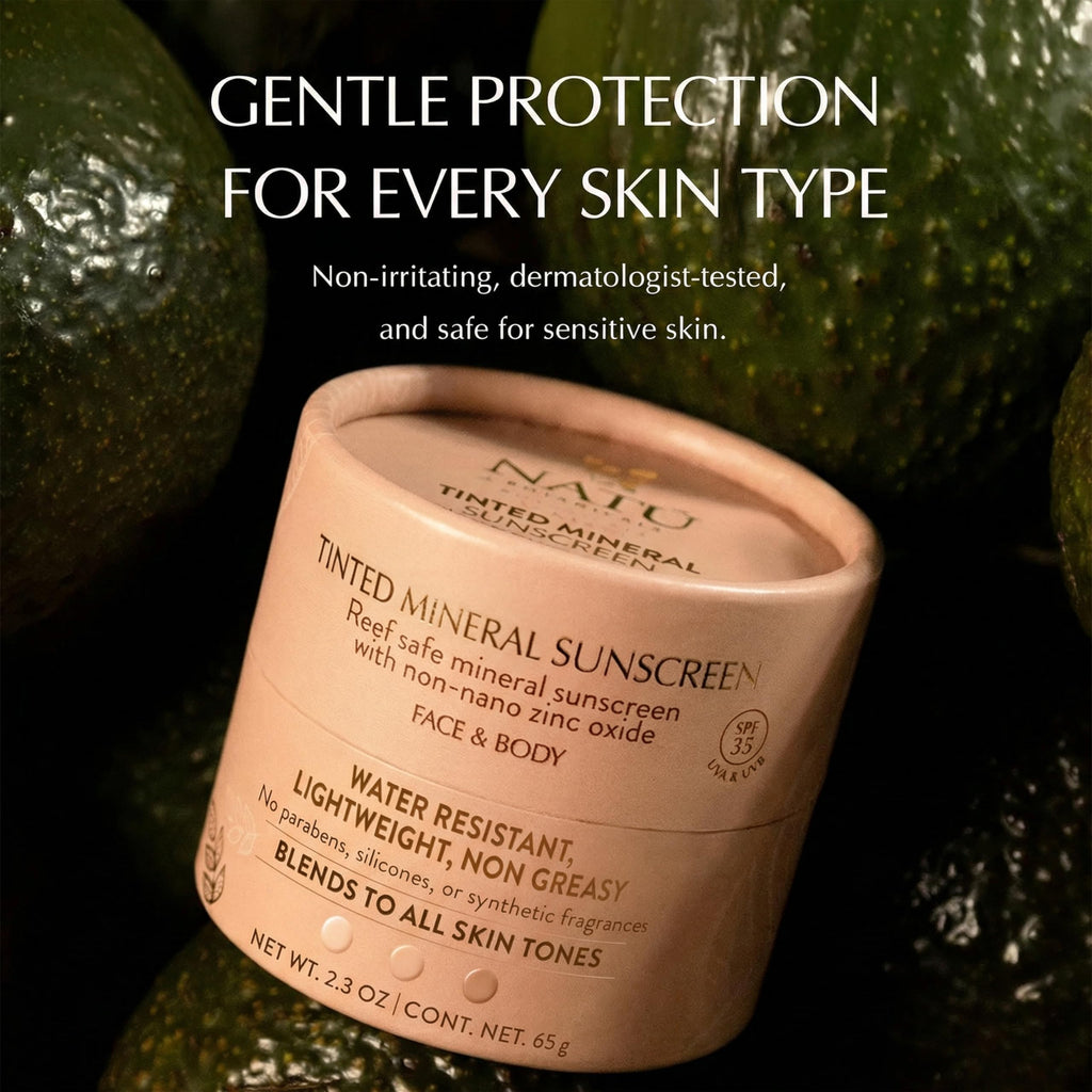 NATÚ BOTANICALS Tinted Mineral Face and Body Sunscreen SPF 35 - Mineral Zinc Oxide Sunblock Lotion - Broad-Spectrum UVA & UVB Protection - Lightweight & Gentle for Sensitive Skin - Reef Safe