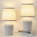 Sucolite 16'' Table Lamps Set of 2, Bedside Nightstand Lamps for Bedroom Kid’s Room, Cute Desk Lamps with Studded Texture Base for Reading Nursery Living Room Office,Beige & White