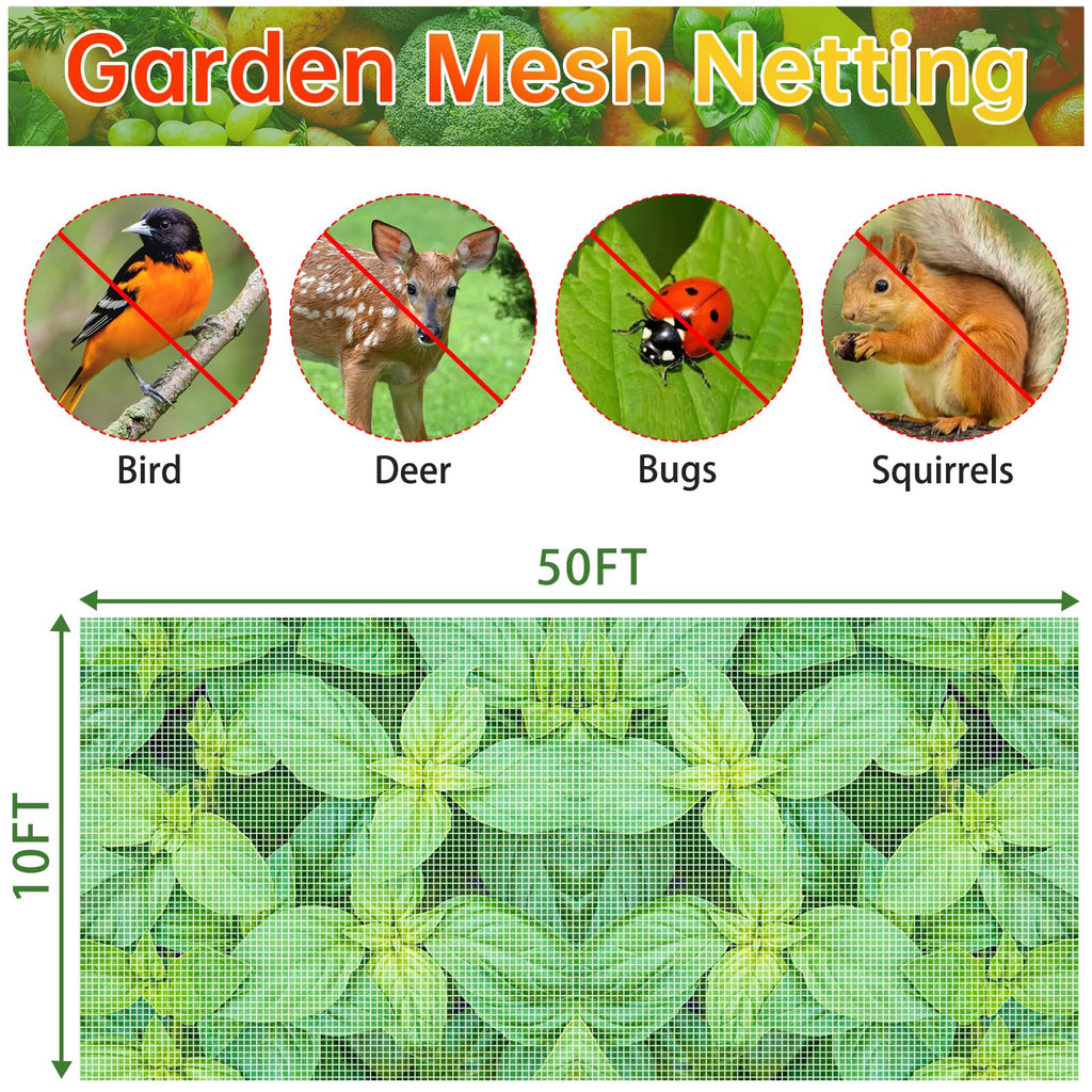 Garden Netting 10x50FT 2 Pack Ultra Fine Mesh, Insect Barrier Bird Netting for Garden Protection, Insect Bug Netting Garden Net for Protecting Plants Vegetables Flowers Fruits