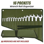 ROCKCOON 16 Pockets Wrench Roll Organizer (Blue+Green)