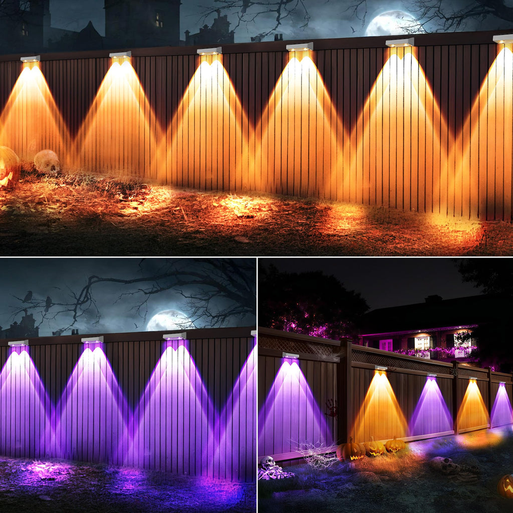 Brizled Halloween Fence Lights Solar Powered, 8 Pack Color Changing Lights