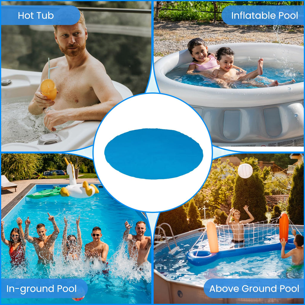 Goplus 8 FT Round Solar Pool Cover, 12 Mil Above-Ground & In-ground Swimming Pool Heat Retaining Blanket, Heavy-Duty Thermal Insulating Bubble Wrap Cover for Hot Tub SPA (Blue, Round 8 FT)
