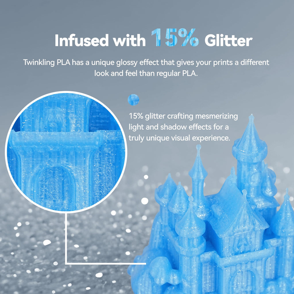 SUNLU Shiny Sparkle PLA Filament 1.75mm, Twinkling Blue