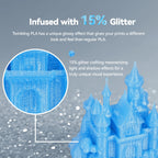 SUNLU Shiny Sparkle PLA Filament 1.75mm, Twinkling Blue