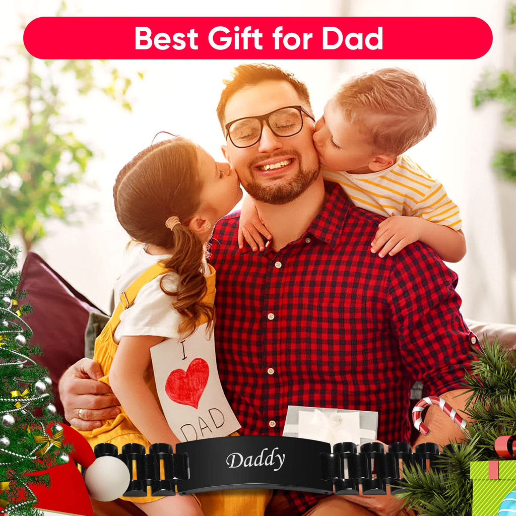 VNOX Personalized Engraved Dad Jewelry Gifts for Dad Daddy Father form Daughter Son for Father Day Birthday Day Masculine Stainless Steel Link Bracelet