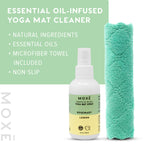 MOXE Yoga Mat Cleaner Spray, Rosemary & Lemon Essential Oil, Safe for All Mats & Exercise Equipment, Odor & Sweat Protection, Includes Microfiber Cleaning Towel, Green America Certified, 4 Oz (2 Pack)
