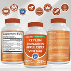 5-in-1 Ceylon Cinnamon Powder Extra Strength – Organic Ceylon Cinnamon Capsules with Turmeric, Apple Cider Vinegar, Korean Ginseng & BioPerine for Metabolism & Energy Support Pills (120 Ct, 2 Pack)