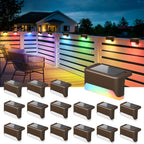 SOLPEX Solar Deck Lights Outdoor, Solar Fence Lights Waterproof LED Step Light for Outside, Garden, Stair, Patio, Yard, Railing, Front Porch, Balcony Decor(16 Pack RGB)