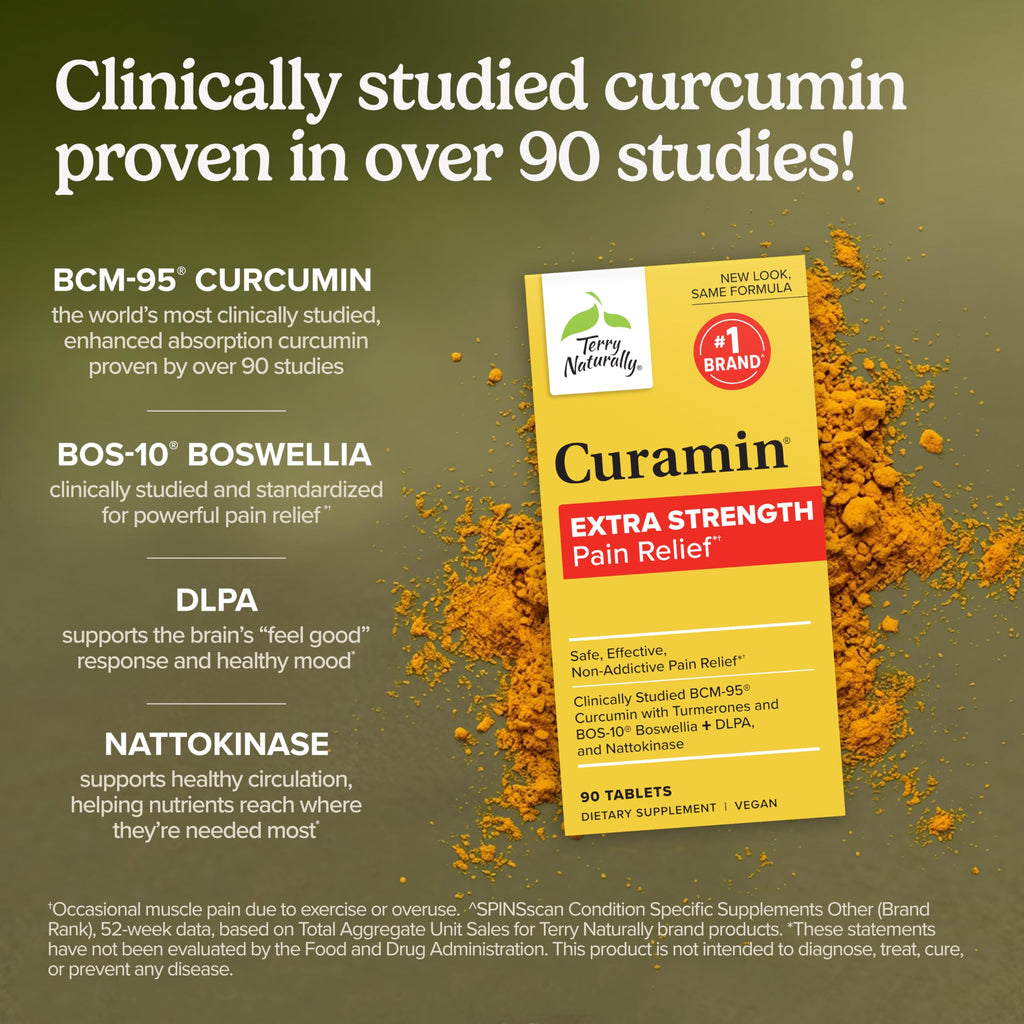Terry Naturally Curamin Extra Strength - Curcumin & Boswellia - Turmeric Supplement - 90 Tablets