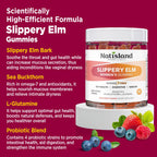 Slippery Elm for Women Gummies, Organic Slippery Elm Bark Extract with Probiotics, Sea Buckthorn, L-Glutamine for Gut & Digestive Health, Throat & Respiratory Support, Sugar Free, Vegan, 60 Gummies