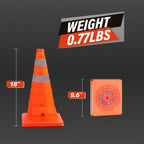 RoadHero 18 Inch 6 Pack Collapsible Traffic Safety Cones, Multi Purpose Pop-up Cones with Reflective Collar for Road Safety, Orange Cones for Driving Training, Parking Lots
