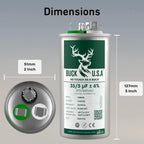 Buck 35+5uF 35/5 MFD ±6% CBB65B Dual Run Round Start Capacitor - Ideal for HVAC Systems, Air Conditioner Unit Fan Motor Start, Heat Pump, & Condenser Straight Cool Applications 370/440VAC 50/60Hz