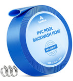 LuxBlue 2" X 65ft Pool Backwash Hose | Heavy-Duty Reinforced PVC Pool Drain Hose, UV & Burst Resistant | Flexible Lay Flat Discharge Hoses for Water Transfer, Sump Pump Drainage, with 3 Clamps