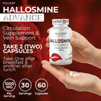 Hallusa Natural Hallosmine Advance 1000mg Diosmin Circulation & Vein Support Supplement, Vascular Health, Visible Veins, Spider Veins, Blood Flow, Swelling & Heavy Legs 60 Count (60 Capsules)
