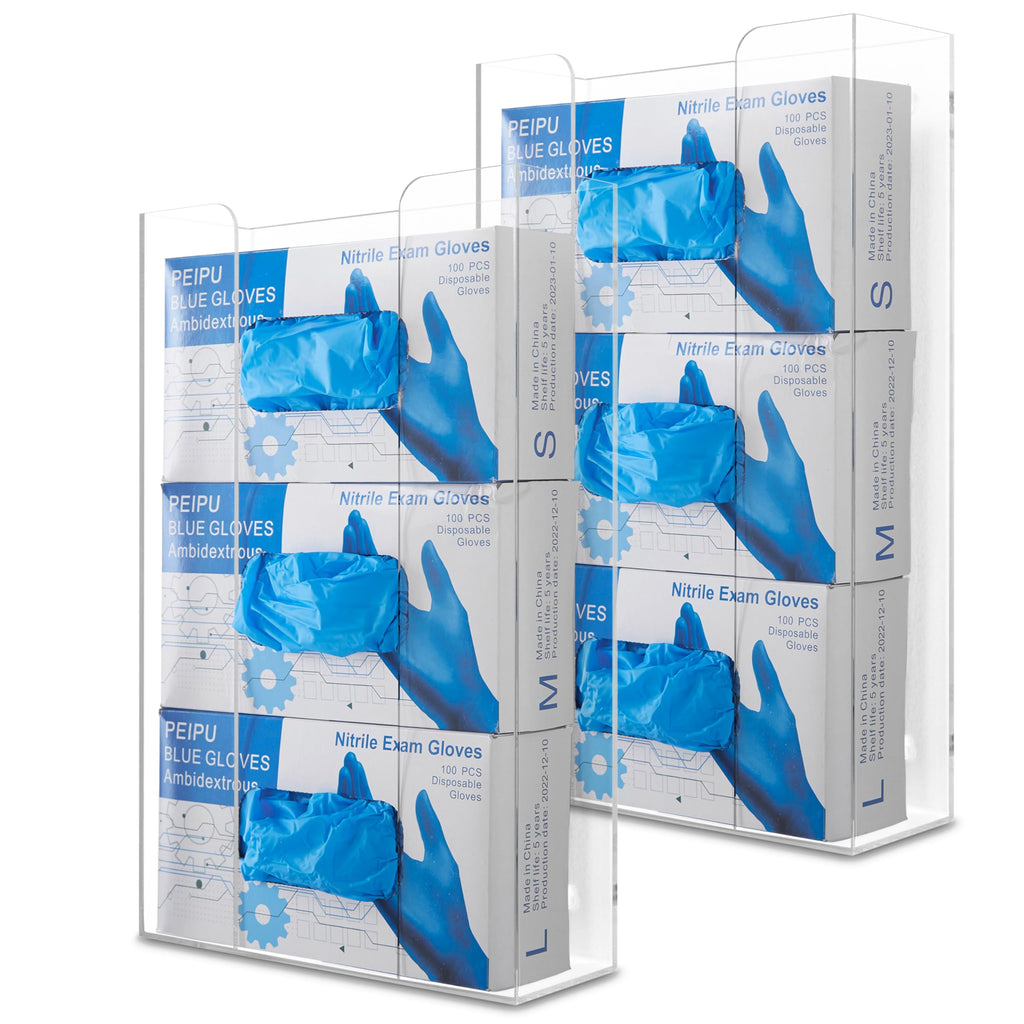 Stock Your Home Triple Acrylic Glove Dispenser, 2 Pack, Wall Mount