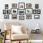 upsimples Picture Frames set of 19, Including 8x10, 5x7, 4x6 Black Frame