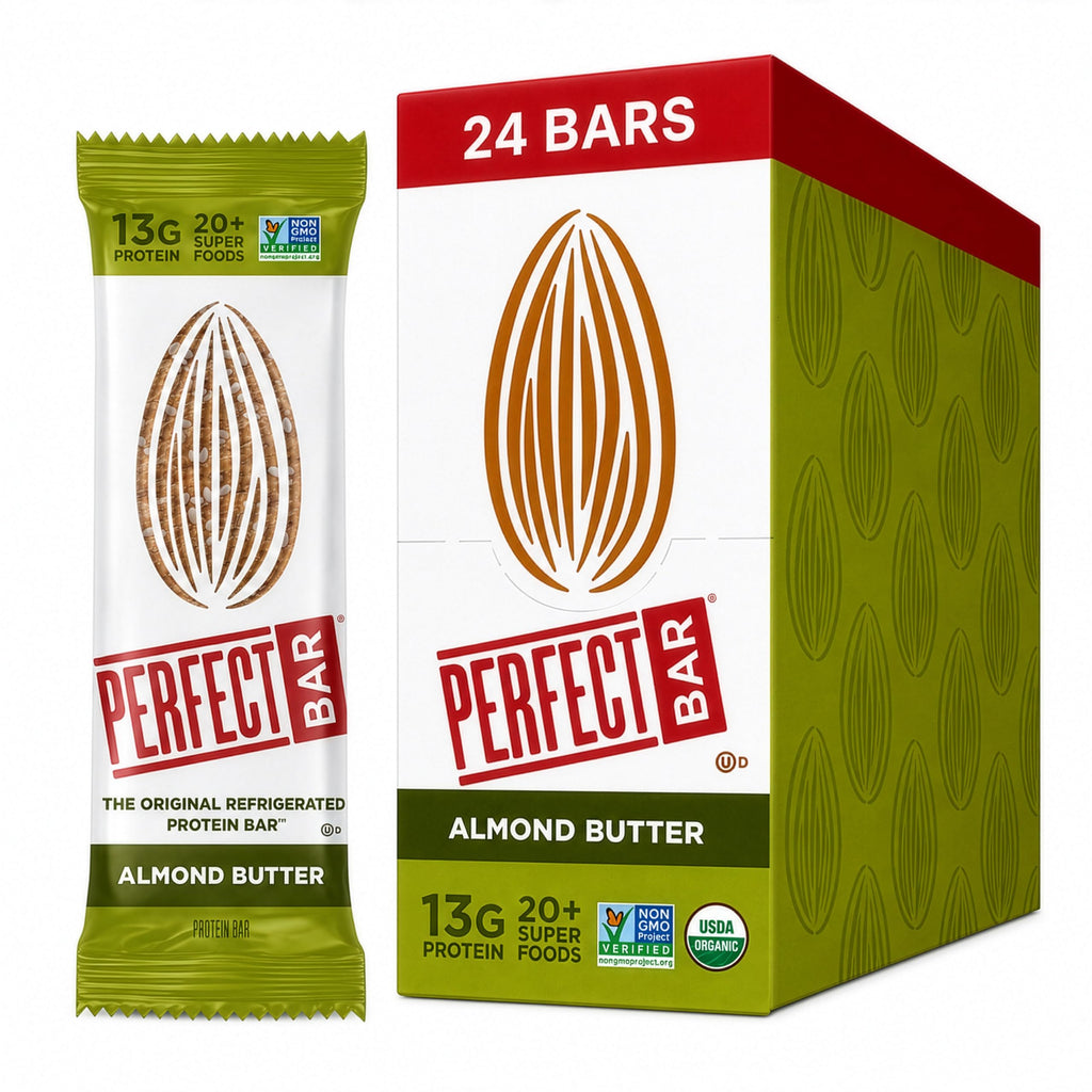 Perfect Bar Original Refrigerated Protein Bar, Almond Butter, 2.5 Ounce Bar, 8 Count (Pack of 3)