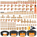 CheeMuii 156 PCS Brass DOT Air Line Fittings with 4 Roll 100FT 1/8" 1/4" 3/8" 1/2" DOT Air Lines Kit Push Lock Air Fitting Quick Connect Air Fittings with Air Hose Pneumatic Tubing