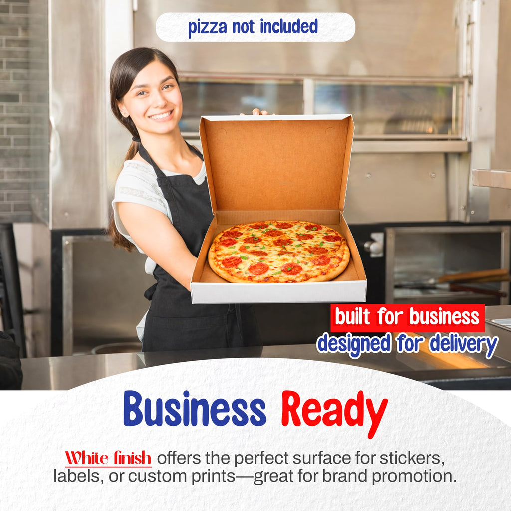 MT Products 16" x 16" x 1.9" Extra Thin White Paperboard Pizza Boxes (10 Pack) - Jumbo Lightweight Folding Bakery Box for XL Thin-Crust Pizza, Donuts, Apparel & Gifts - Made in USA