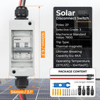 Pjerjzn Solar Panel Disconnect Switch 400V DC/AC 20A Miniature Circuit Breaker with DIN Rail Box Enclosure Outdoor Small Breaker Box IP65 Waterproof UV-Proof for Solar PV Homes, Battery (20 Amp)
