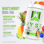 RYSE BCAA EAA Powder - Tropical Snocone - 5g Branched Chain Amino Acids, 3g Essential Aminos, Sugar-Free Electrolytes for Pre & Post Workout Muscle Recovery, Hydration and Strength - 30 Servings