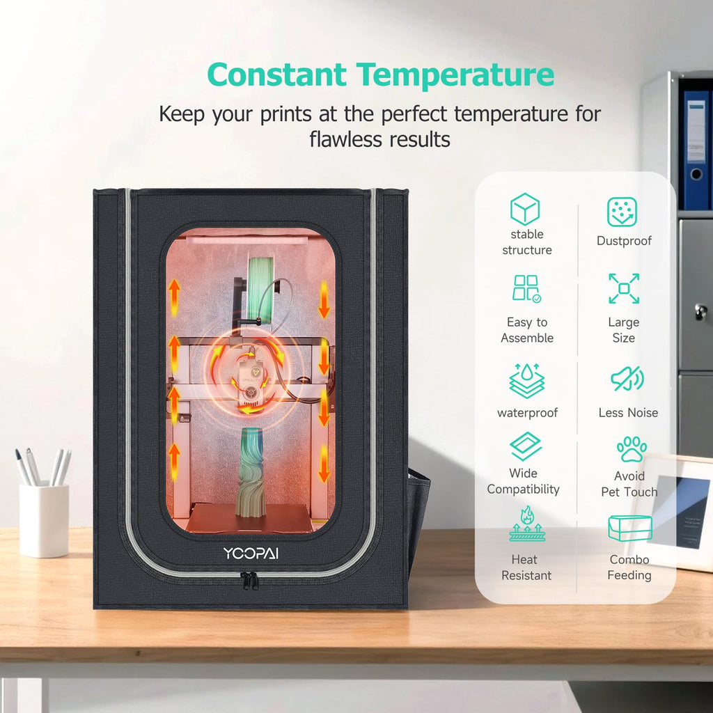 YOOPAI 3D Printer Enclosure with LED Light, Designed for Creality Hi & Hi Combo 3D Printer, Premium Dustproof Tent Constant Temperature Protective Cover