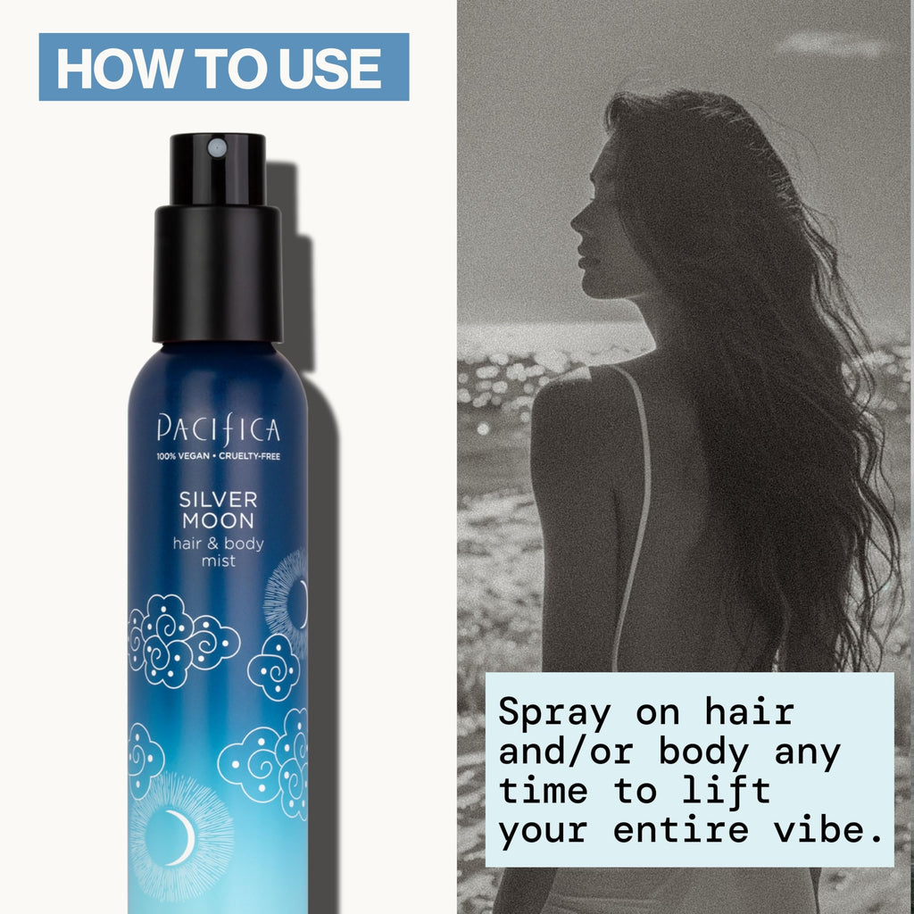 Pacifica Silver Moon Hair Mist Perfume & Full Body Spray for Women - Body Mist Fragrance w/BTonka, Santal, Cardamom, Vanilla Bean, Musk & Amber ��� Clean Beauty Alcohol-Free, Vegan & Cruelty-Free, 5 oz