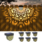 EKQ 6 Pack Solar Fence Lights Outdoor Wall Lights Black Plastic Solar Powered Deck Step Stair Lights Mandala Theme Waterproof Fence Solar Light for Garden Post Patio Backyard Yard Decor