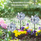 FameFame 10 Pack Pre-Assembled Pinwheels for Yard and Garden, Silver
