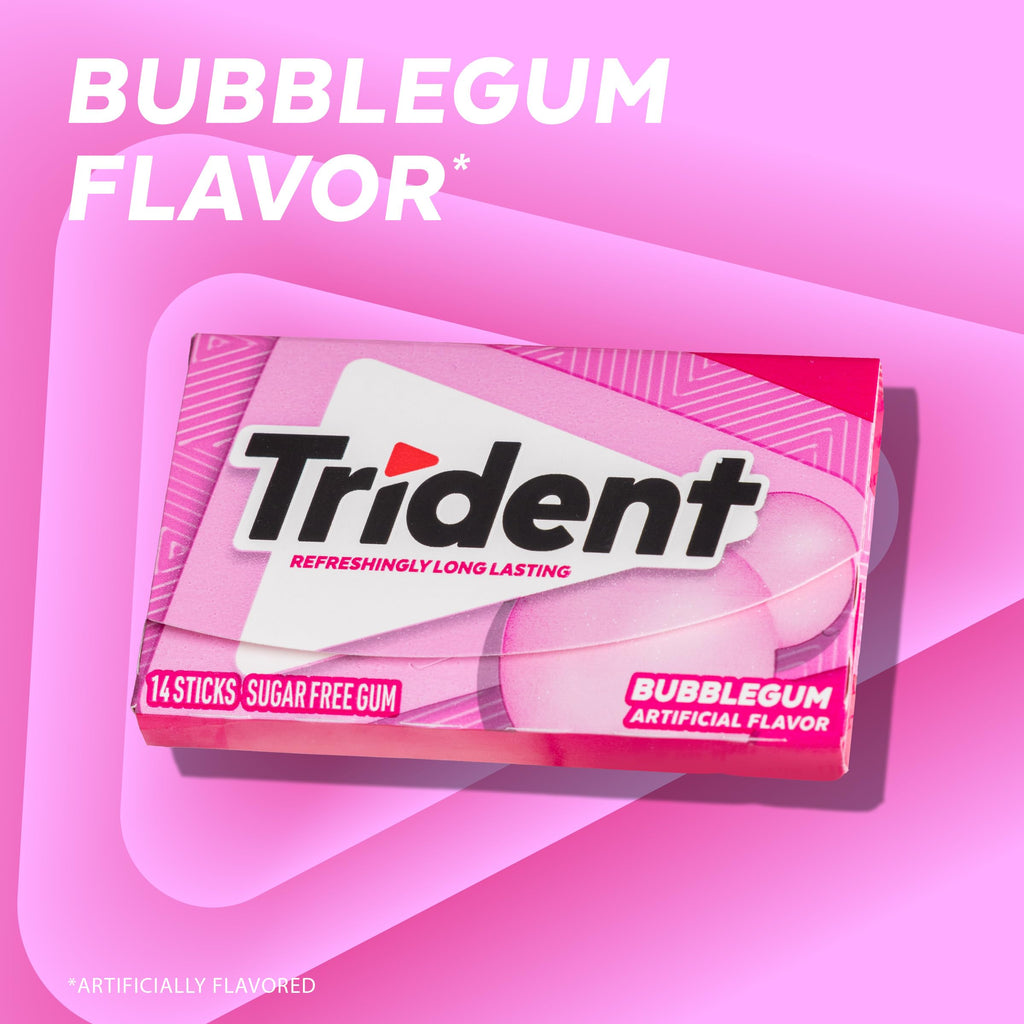 Trident Bubblegum Sugar Free Gum, Original Version, 168 Pieces, Pack of 12