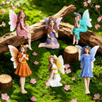 Exasinine 6 Pcs Fairy Figurines 4 Inch Colorful Fairies for Fairy Garden