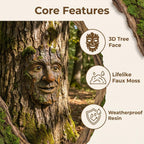 FmnyYaid Whimsical Tree Face Outdoor Statues Garden Decoration, Old Man Resin Statue Outdoor Tree Hugger for Yard Art, Trees Decorations Outdoor Wallmounted Statue