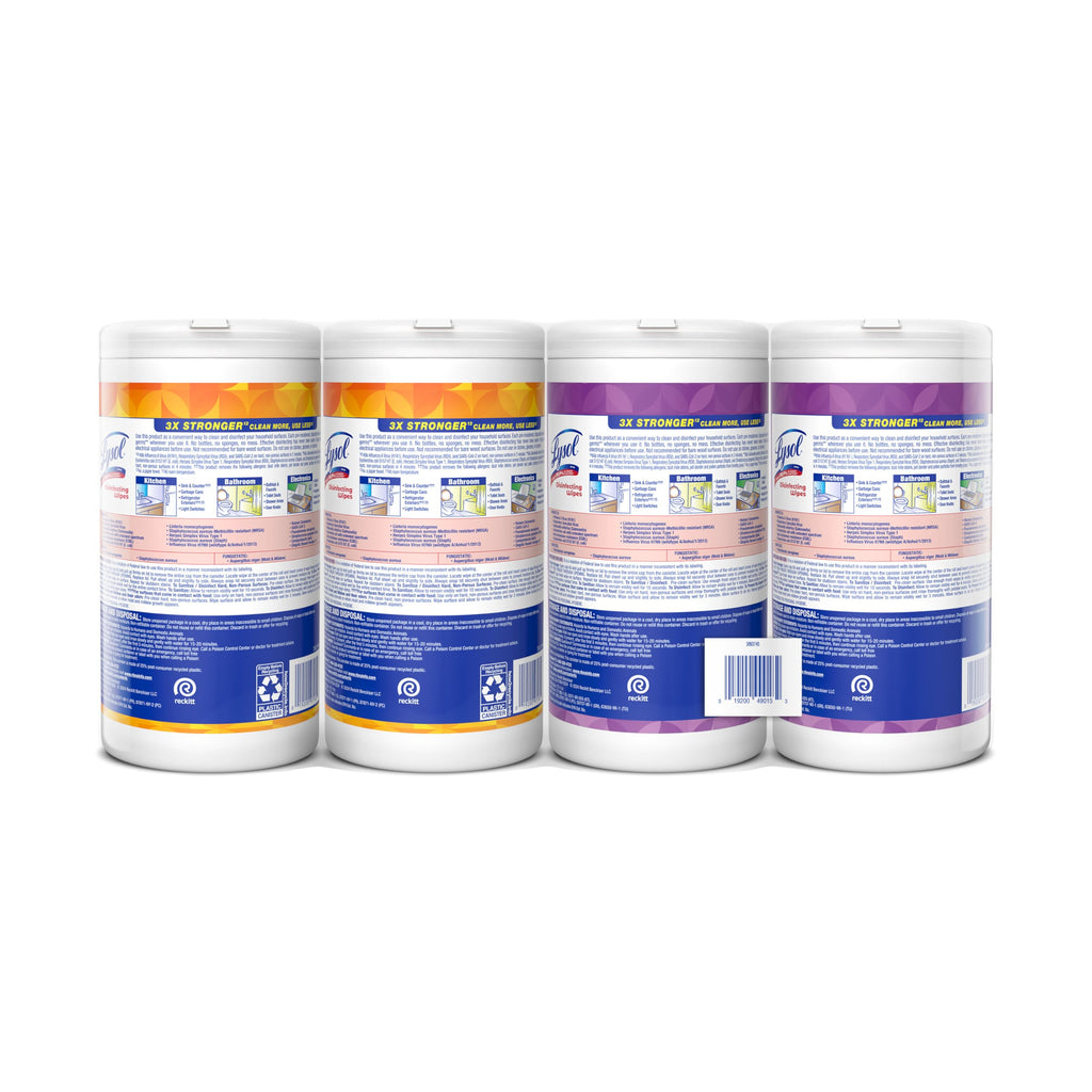 LYSOL Disinfecting Wipes, All Purpose Cleaner, Multi-Surface Antibacterial Cleaning Wipes, Household Cleaning Supplies, Dorm Essentials, Lavender + Mango Scents, 80 ct. (4 Pack)
