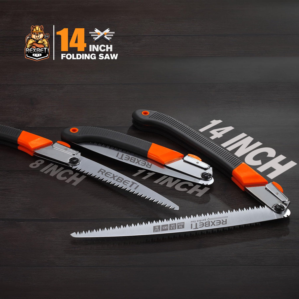 REXBETI 14-Inch Camping Saw, Extra Long Folding Hand Saw for Tree Trimming