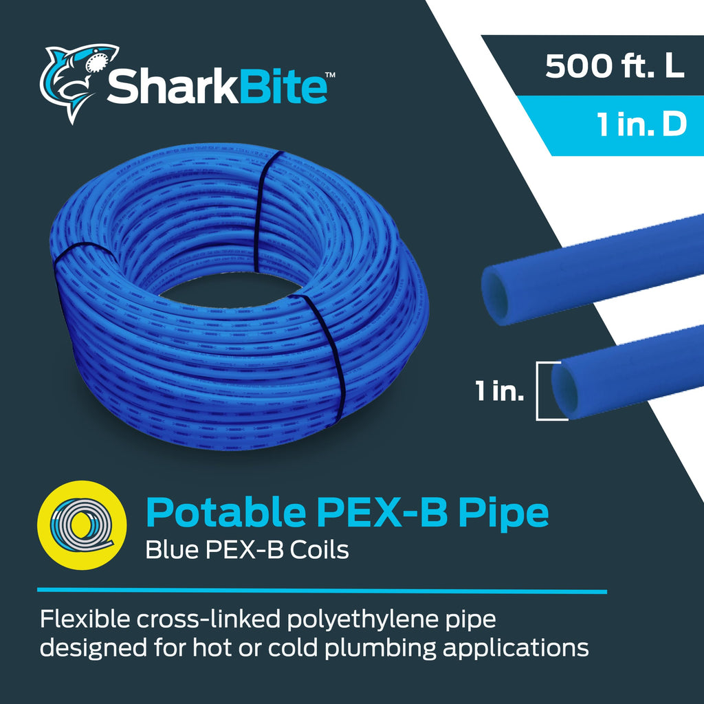SharkBite 1 Inch x 500 Feet Blue PEX-B, PEX Pipe Flexible Water Tubing for Plumbing, U880B500