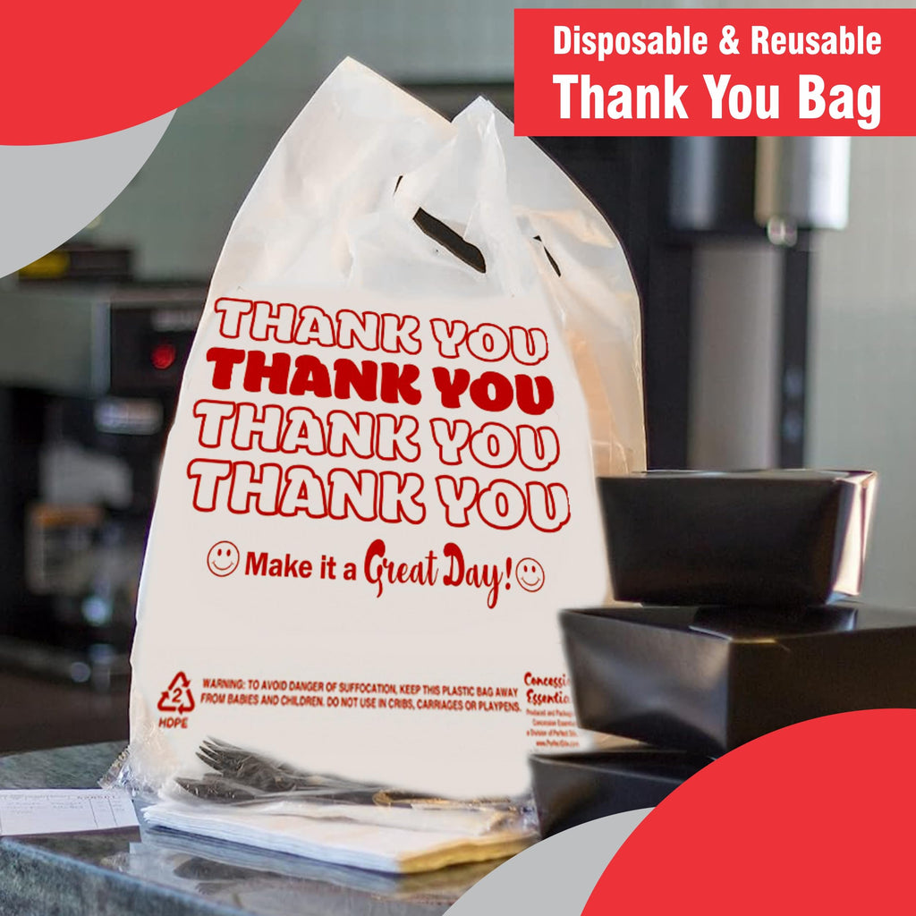 Concession Essentials Thank You Bags Pack of 300ct White