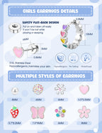 SAILIMUE Hypoallergenic Flat Back Earrings for Girls Kids Toddler Women