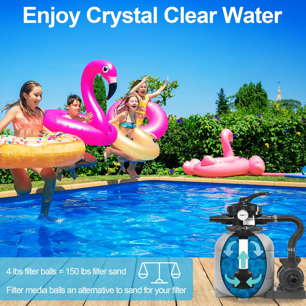 WLLEYAY 4 lbs Pool Filter Balls, New Upgrade Efficient Swimming Pool Filter Sand Alternative, Reusable Eco-Friendly Blue Filter Media Balls, Replace 150 lbs Filter Sand, Lasts for Several Seasons