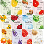 KONEUK 60 Pack Collagen Essence Face Masks Skincare for Women, Hydrating Sheet Face Masks Suitable for Dry and Sensitive Skin, Bulk Facial Masks for Women Skin Care, Face Mask Gifts Set for Spa Party