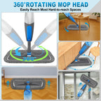 BPAWA Spray Mops for Floor Cleaning - Microfiber Wet Dry Dust Mop for Hardwood Laminate Wood Tile Vinyl Floors with 3 Washable Pads fit for Swiffer PowerMop
